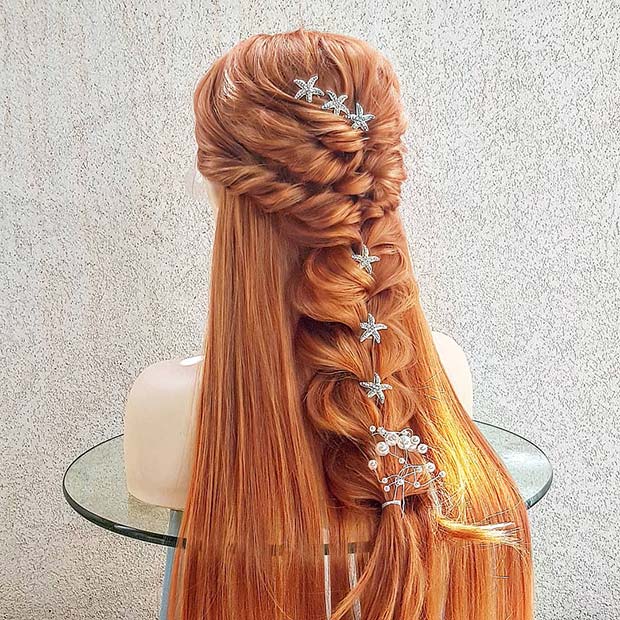 Accessorized Half Up Braid