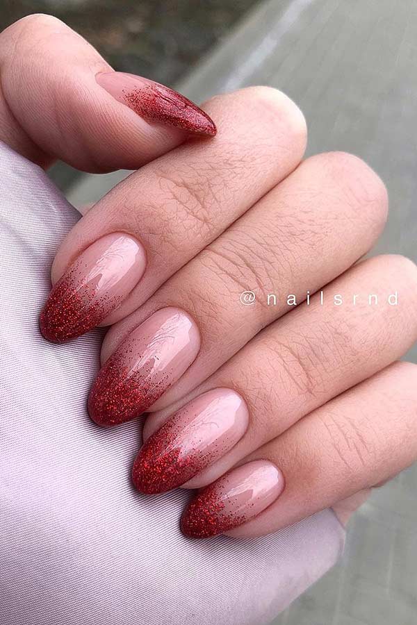 Red Glitter Ombre Nails