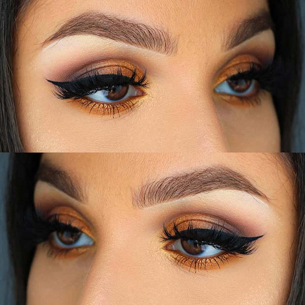 Ζεστό πορτοκαλί μακιγιάζ ματιών με Bold Eyeliner