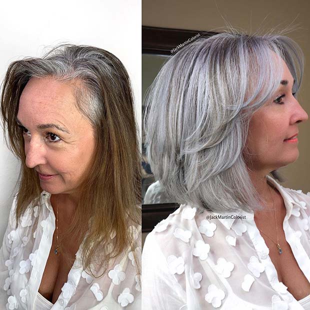 Idée de cheveux gris glam