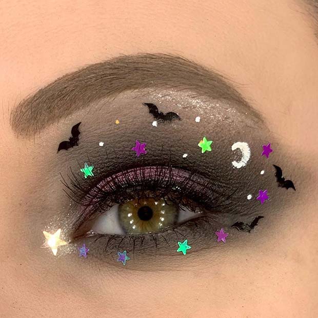 Smokey Eyes avec des paillettes d'Halloween