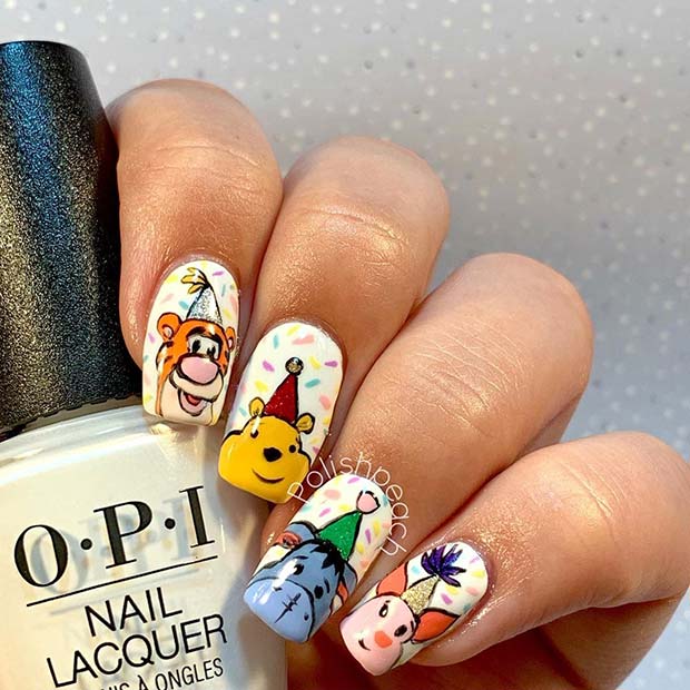 Winnie the Pooh Nails με θέμα γενέθλια