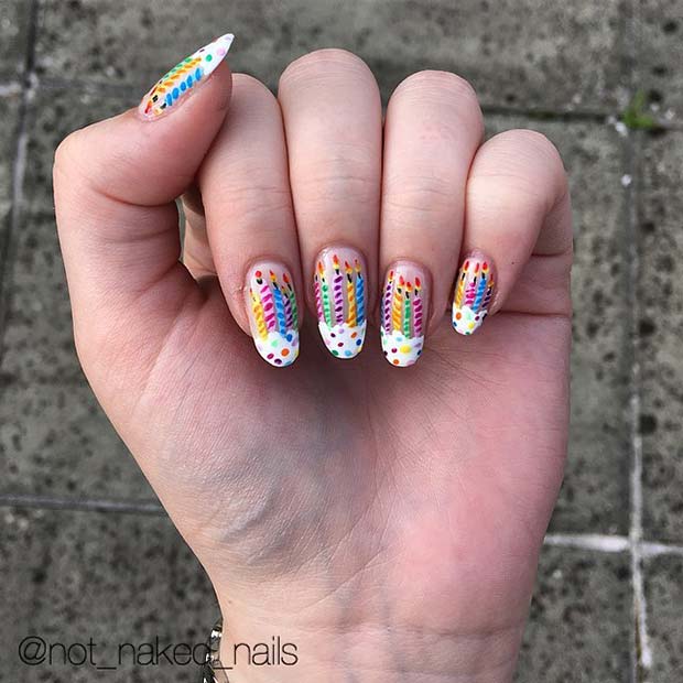 Bougie d'anniversaire Nail Art