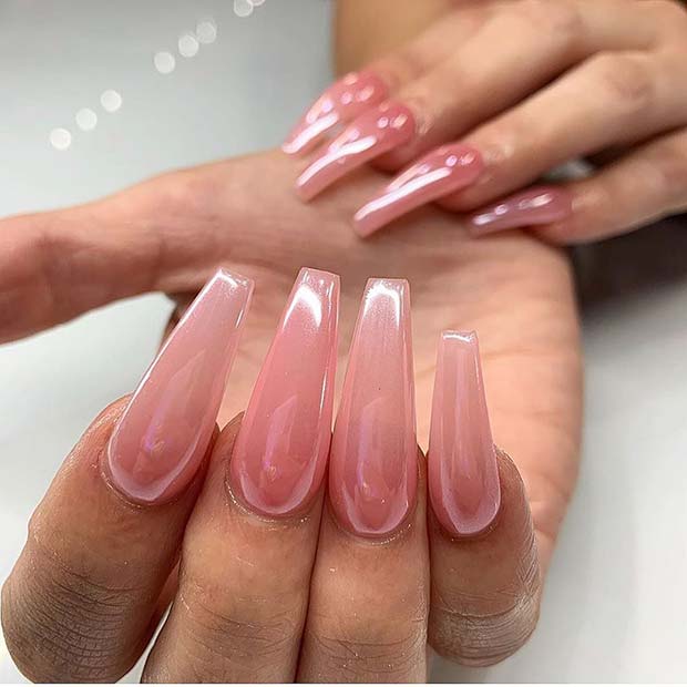 Pretty Pink Chrome Nails