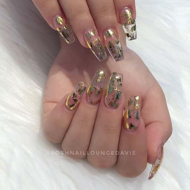 Clear Jelly Nails with Gold