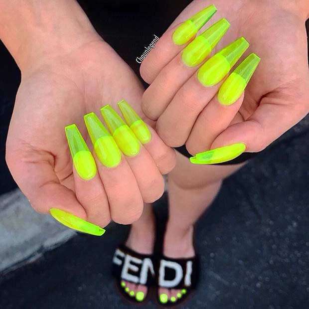 Bold Neon Jelly Nail Idea