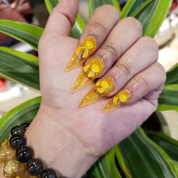 Ongles en gelée de citron jaune