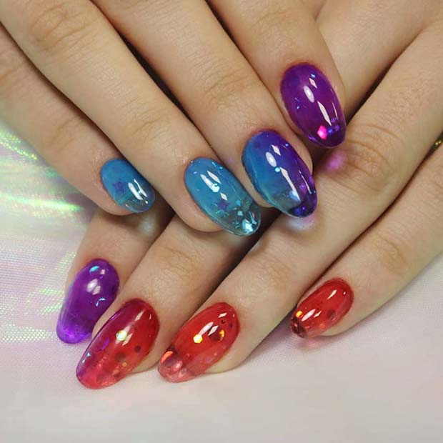 Ongles courts en gelée brillante