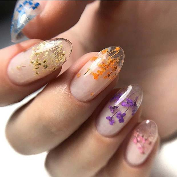 Idée d'ongles en gelée florale