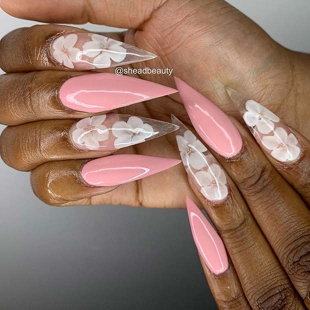 Élégant Floral et Rose Mani