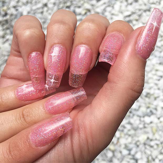 Ροζ Glitter Jelly Nails
