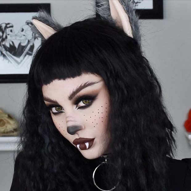 Idée de maquillage Halloween loup mignon