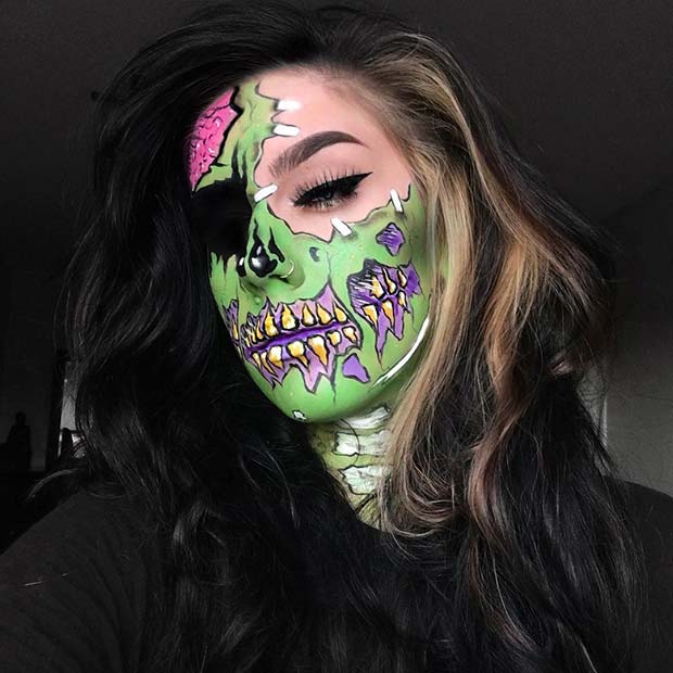Maquillage Zombie Pop Art Coloré