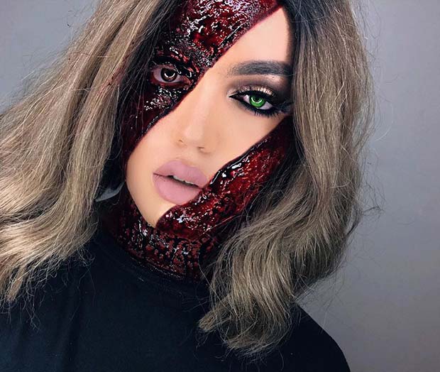 Maquillage gore pour Halloween