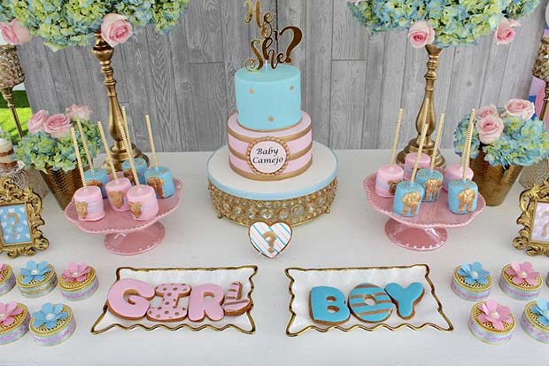 Gender Reveal Cake and Treats Idea