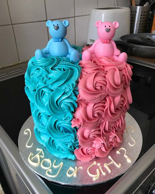 Adorable gâteau révélateur de genre bleu et rose
