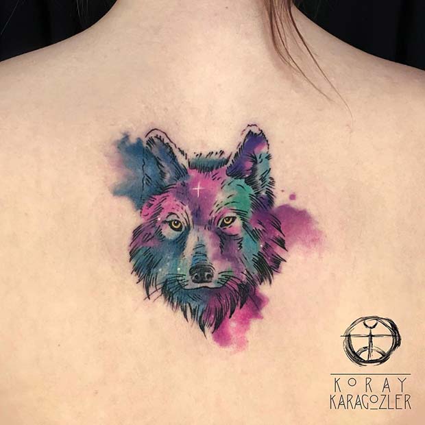 Ακουαρέλα Wolf Tattoo