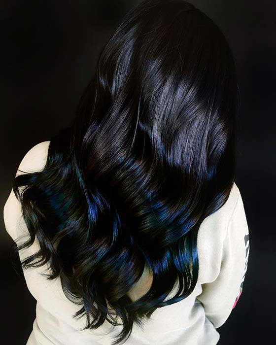 Cheveux Ombre Bleu Noir