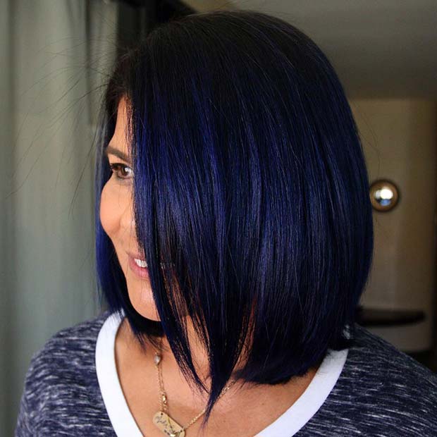 Bleu Noir Long Bob