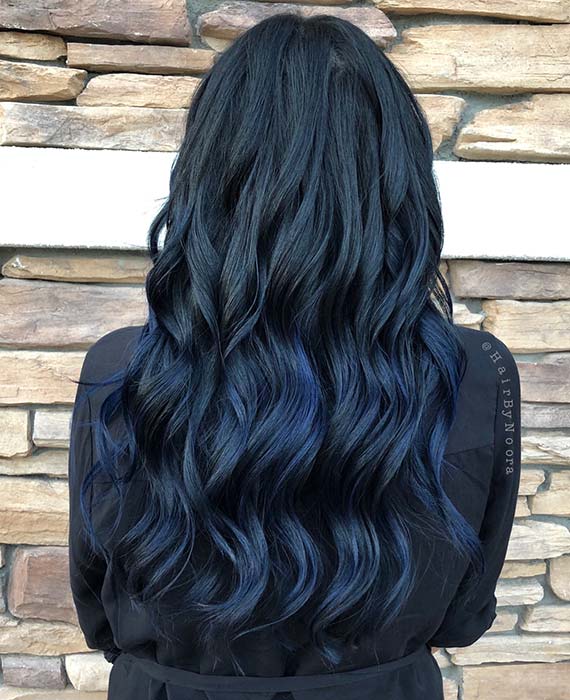 Idée de couleur de cheveux en denim foncé