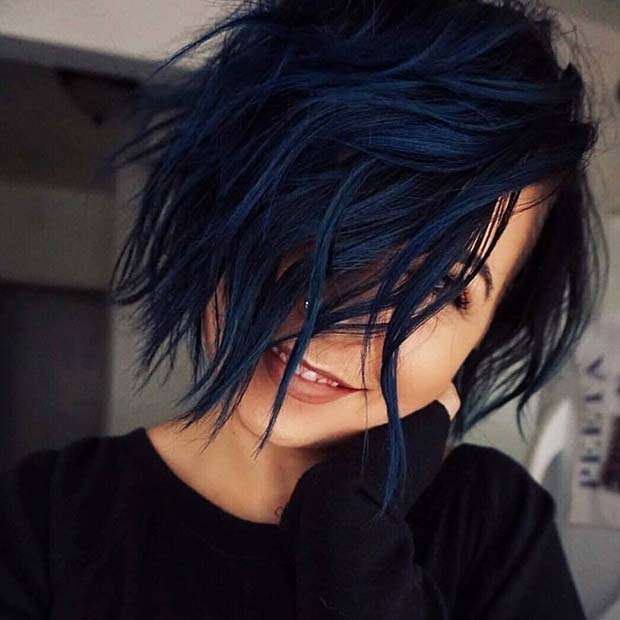 Bob cheveux noirs bleus