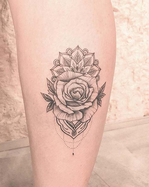 Rose and Mandala Tattoo Idea