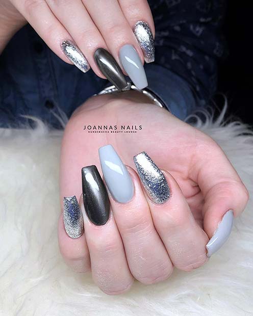 Conception d'ongles gris frais