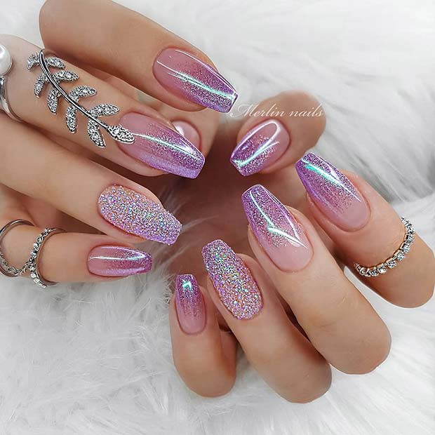 עיצוב נייל Glam Glitter Ombre