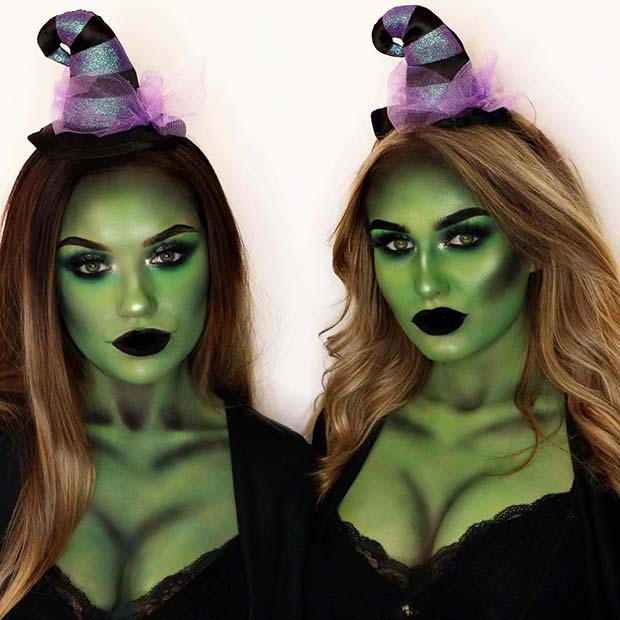 Idée Déguisement Duo Halloween - Sorcières Vertes