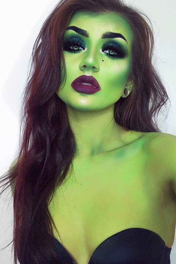 Maquillage Halloween Jolie Sorcière Verte