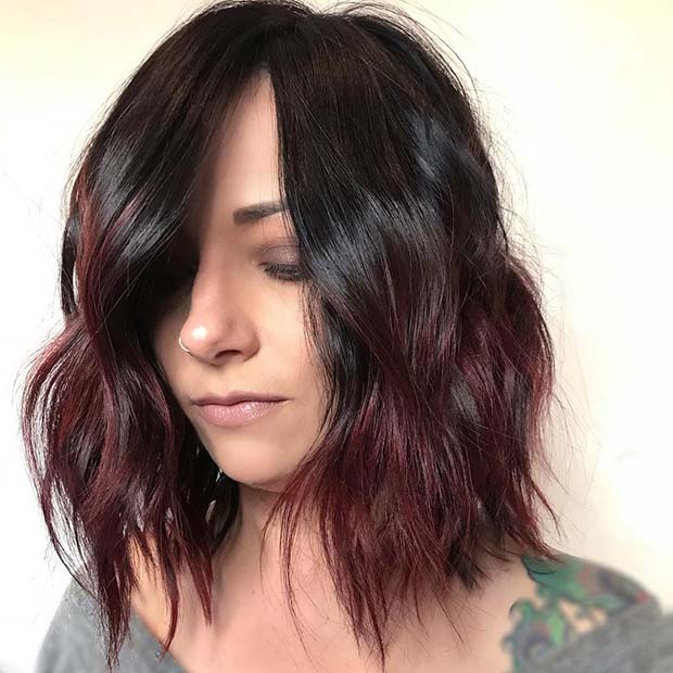 Coiffure Bob Ombre Bordeaux