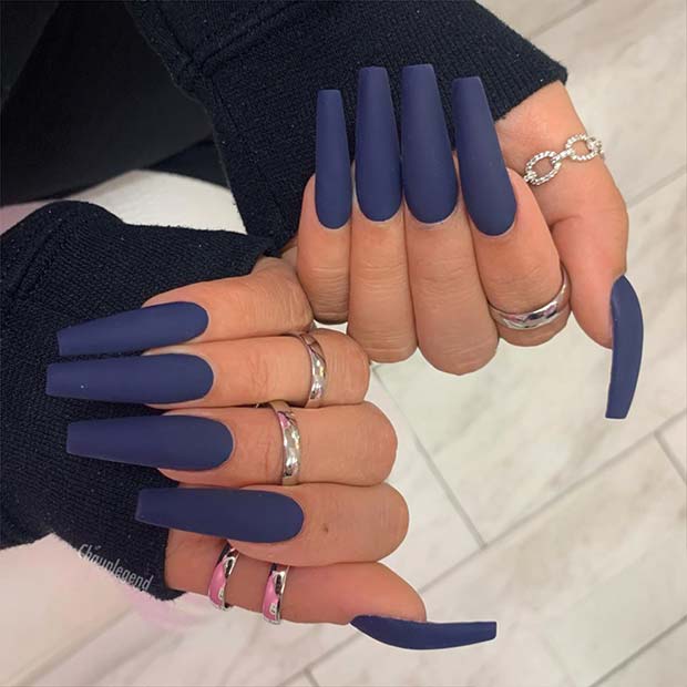 Matte Navy Blue Nails