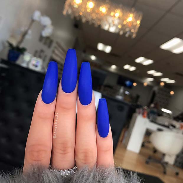 Bold Matte Blue Nails