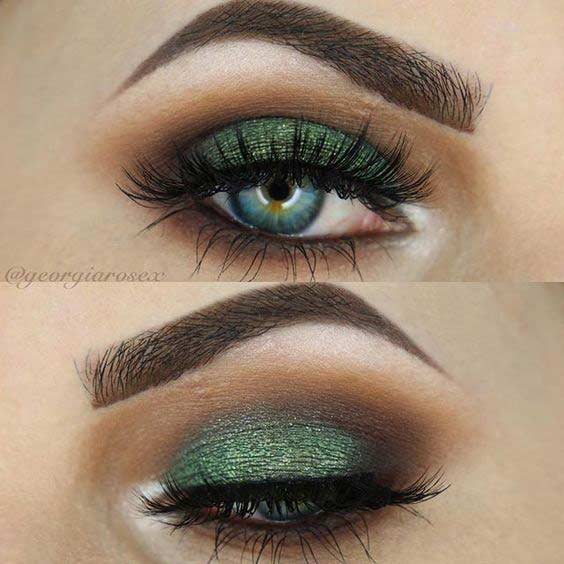 Look Smokey Eye vert foncé pour Noël