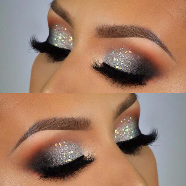 Maquillage des yeux Silver Sparkle pour Noël ou NYE