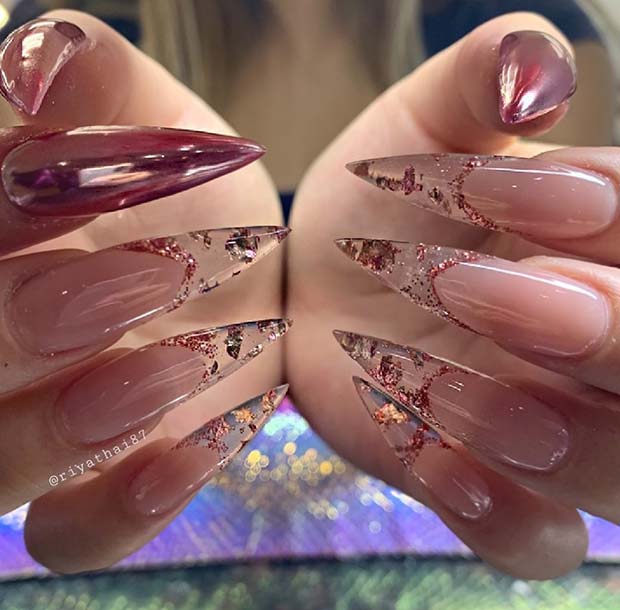 Conception d'ongles Stiletto transparents