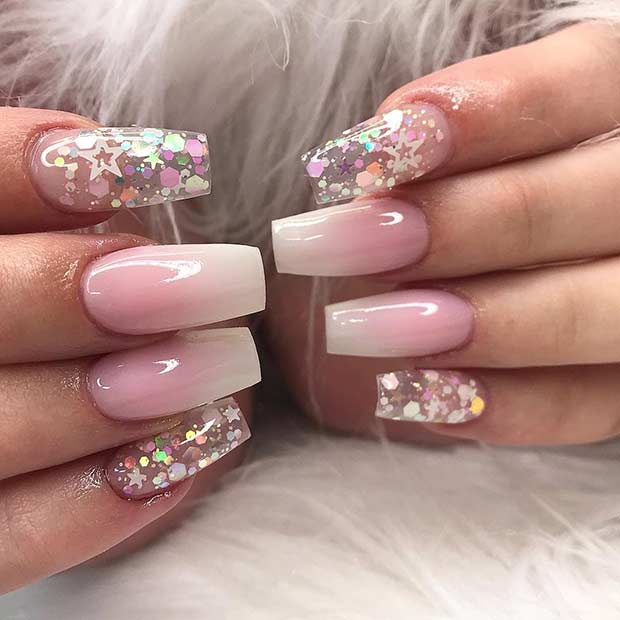 French Ombre και Clear Nail Design