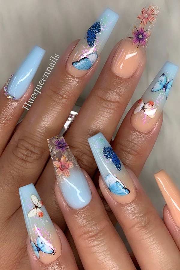 Clear Spring Nail Design