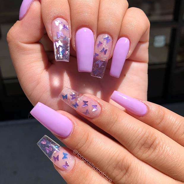 Clear Butterfly Nail Design