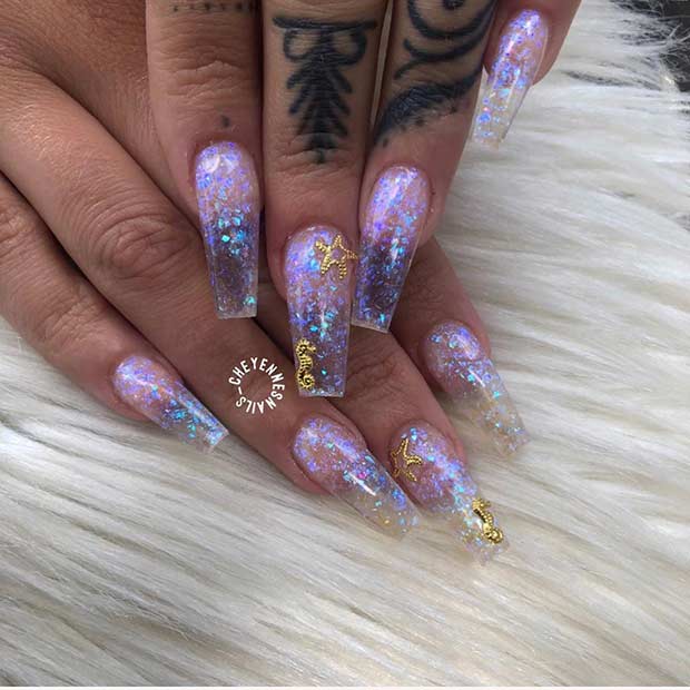 Clous de cercueil transparents avec paillettes