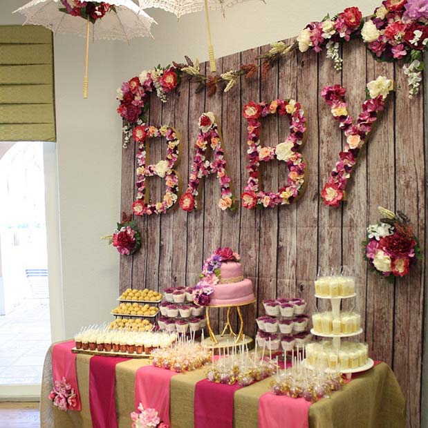 Idée de décoration florale pour baby shower