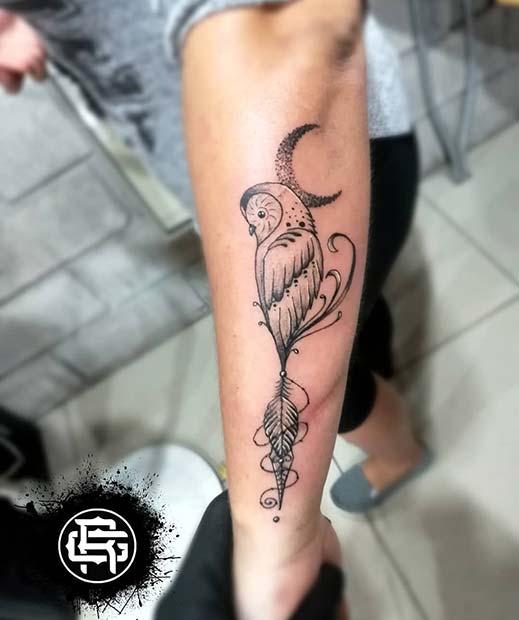 Belle conception de hibou et de lune