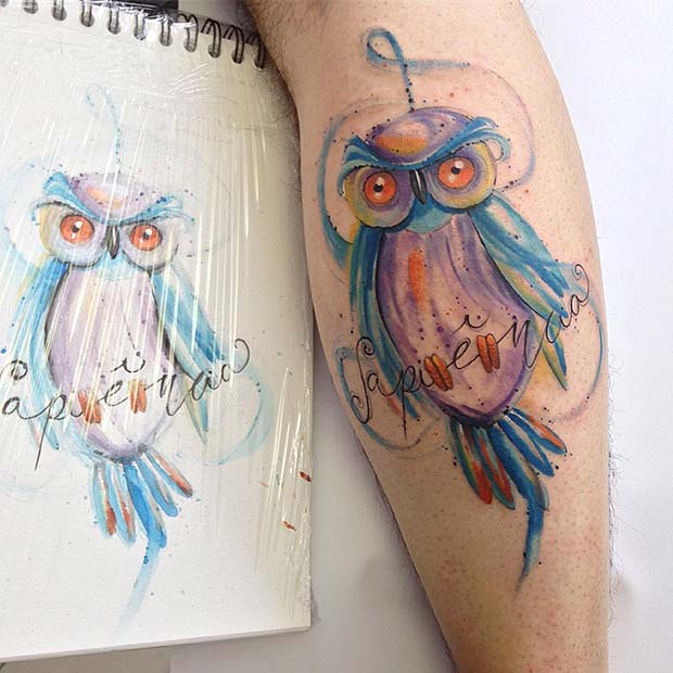 Conception de hibou aquarelle