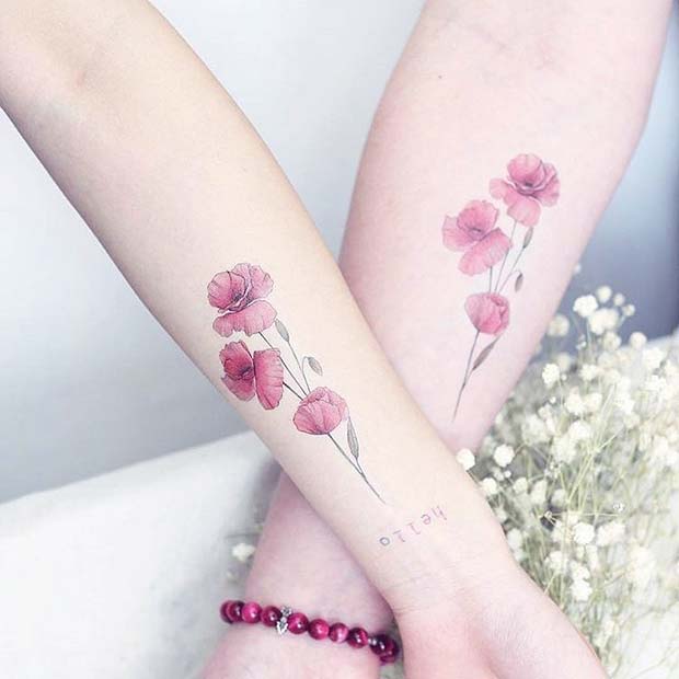 Αντιστοιχία τατουάζ λουλουδιών για αδελφές