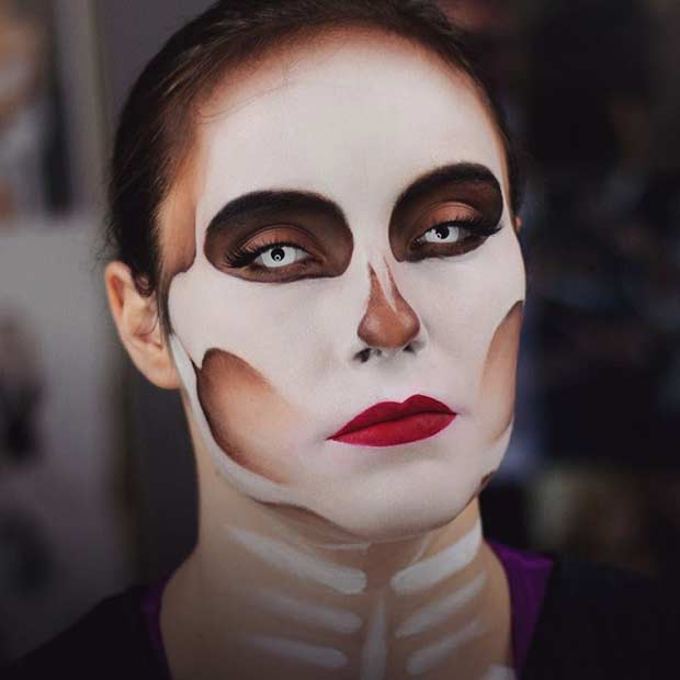 Maquillage squelette JLo pour Halloween
