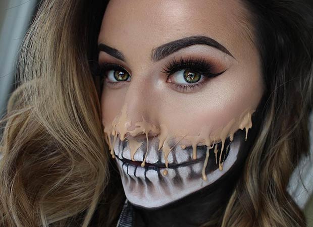 Melting Skull Halloween Makeup Look