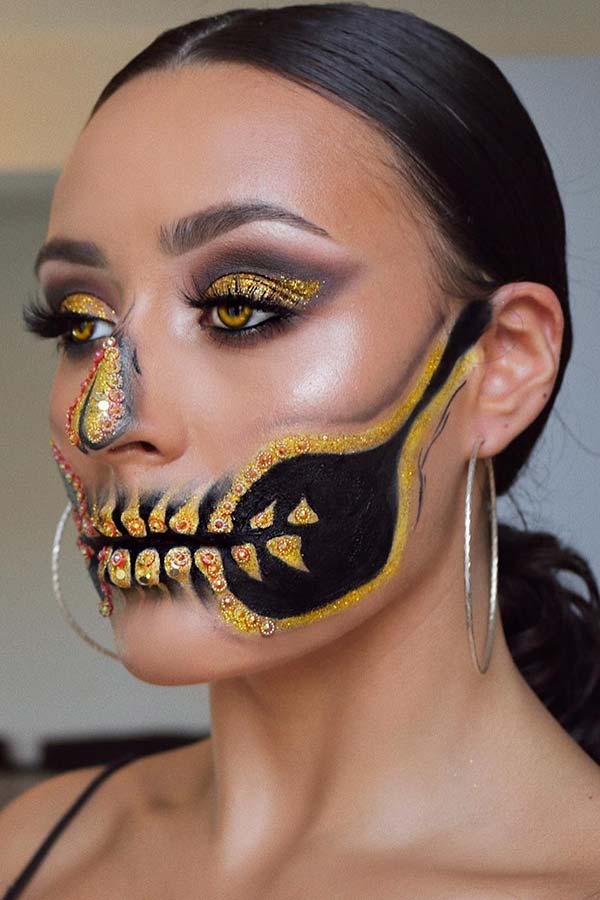 Idée de maquillage Glam Gold Skeleton