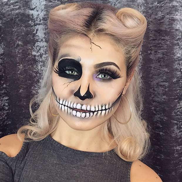 Maquillage Halloween squelette simple