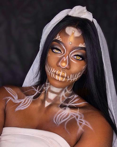Skeleton Bride Makeup and Costume Idea