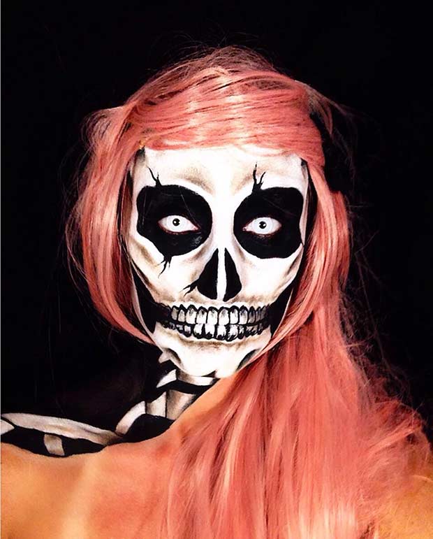 Maquillage squelette effrayant pour Halloween